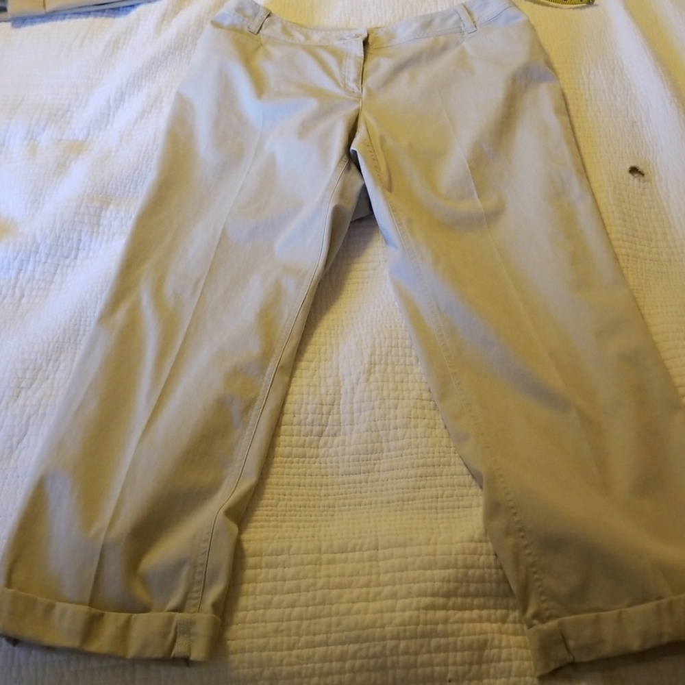 J.Jill Cotton Stretch Tan Ankle Cuffed Pants